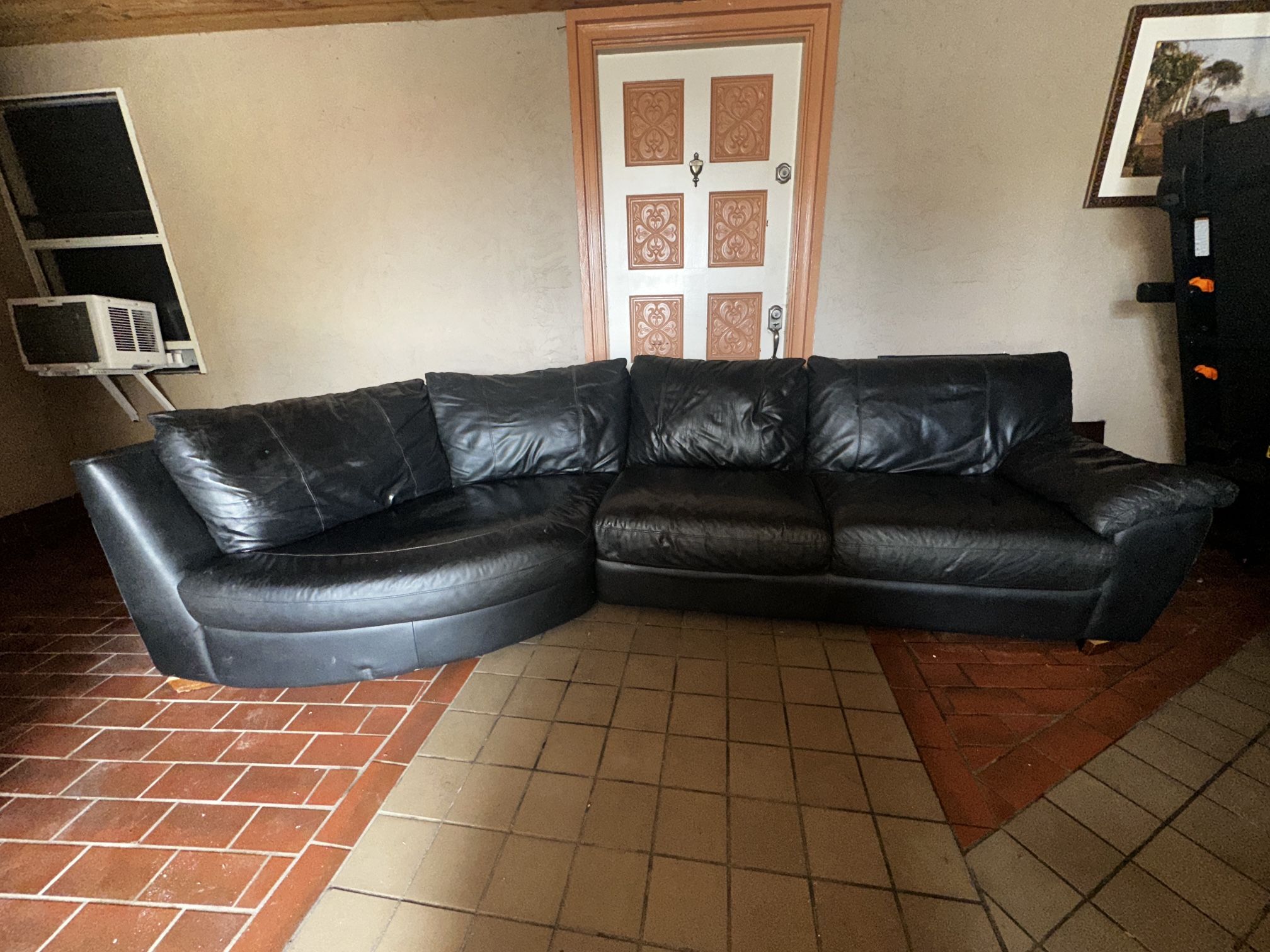 Genuine Black leather Couch