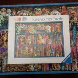 3/$10 🌟 Ravensburger 500 Piece Colorful Dog Puppy & Book Library Puzzle