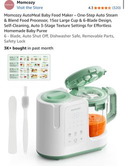 New in Box Momcozy AutoMeal Baby Food Maker - One-Step Auto Steam & Blend Food Processor, 15oz Large Cup & 6-Blade Design, Self-Cleaning