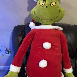 Grinch In Red Santa Suit. 5Ft Plush Doll