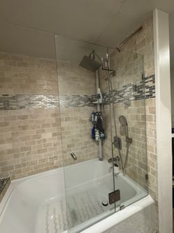 Bathtub Glass Door – 48.5” W x 58” H (Brushed Nickel)