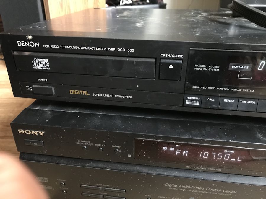 Sony amplifier tuner with surround sound and a denon CD player