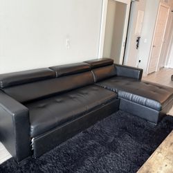 Black Leather Couch 