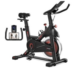 Exercise Bike Indoor Cycling Stationary Bike Exercise Bikes for Home Use with Flywheel, Comfortable Seat Cushion, LCD Display, 110kg Weight Capacity, 