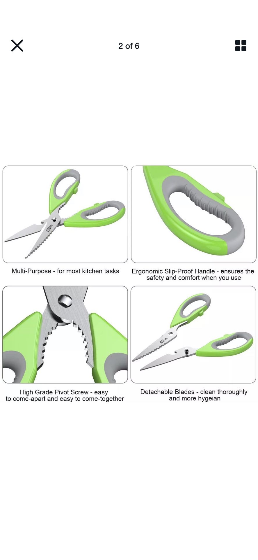 VIPON Come-Apart Kitchen Shears Heavy-Duty Culinary Scissors Ultra Sharp Blades brand new in box