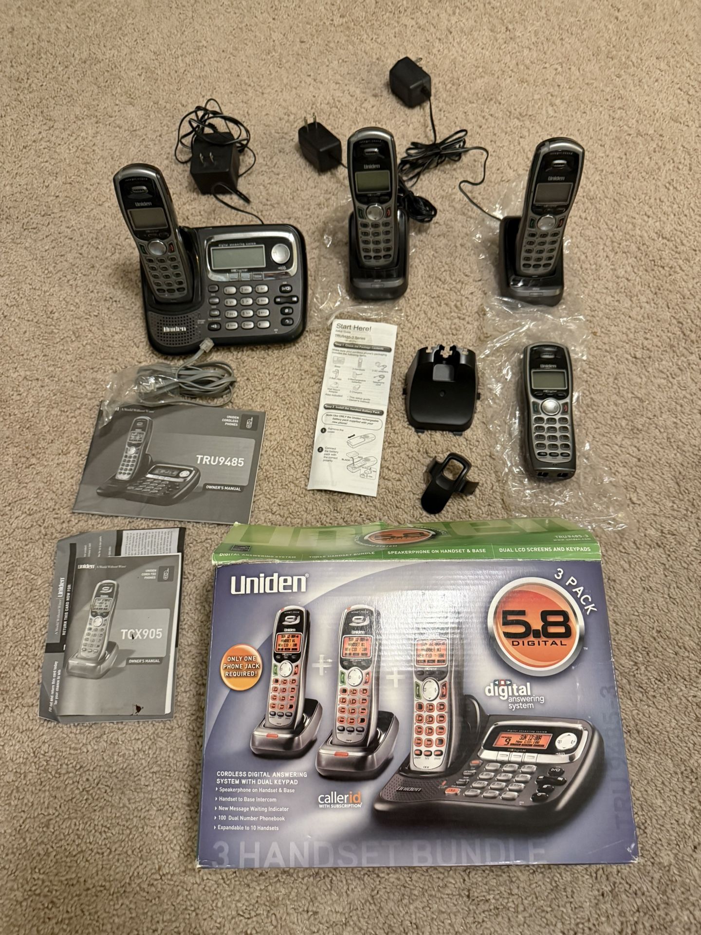 Uniden 5.8ghz 4 Handset Cordless Digital Answering System TRU9485