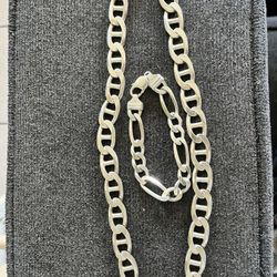 Big Chain And Bracelet. 925” Silver Real Silver 