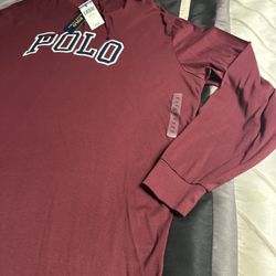 Polo Ralph Lauren Men's Maroon Long Sleeve Hoodie Shirt (XXL)