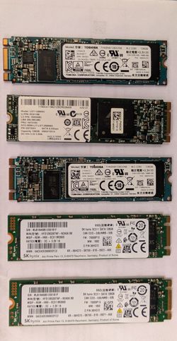 Lot of 5 M.2 128GB SSDs