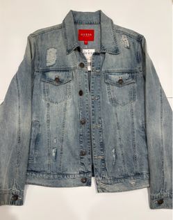 GUESS Men’s Rex Destroyed Denim Jacket, Size Large, NWT