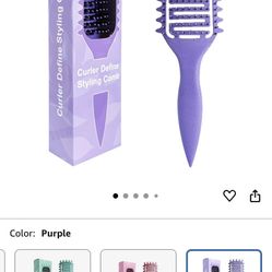 Curl Defining Brush, Vented Curly Hair Brush Defining for Shaping and Defining Curly Hair for Women and Men (Purple)