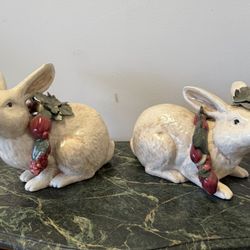 Pair of Ceramic Rabbits 
