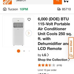 LG portable AC with remote