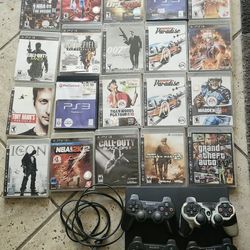 Ps3 For Sale 24 Games Total 4 Controllers 149GB