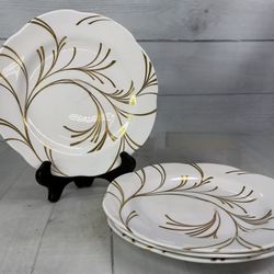 Set of 12 Spode White +Gold Lunch Plates 9"
