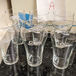 Vintage Enjoy Coca Cola Coke Bell Clear Soda Fountain Glass  6"- 16oz Set of 6