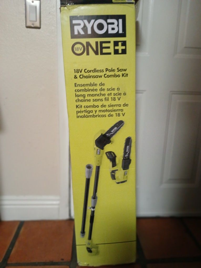 Ryobi One+ 18v Cordless Pole Saw And Chainsaw Combo Kit