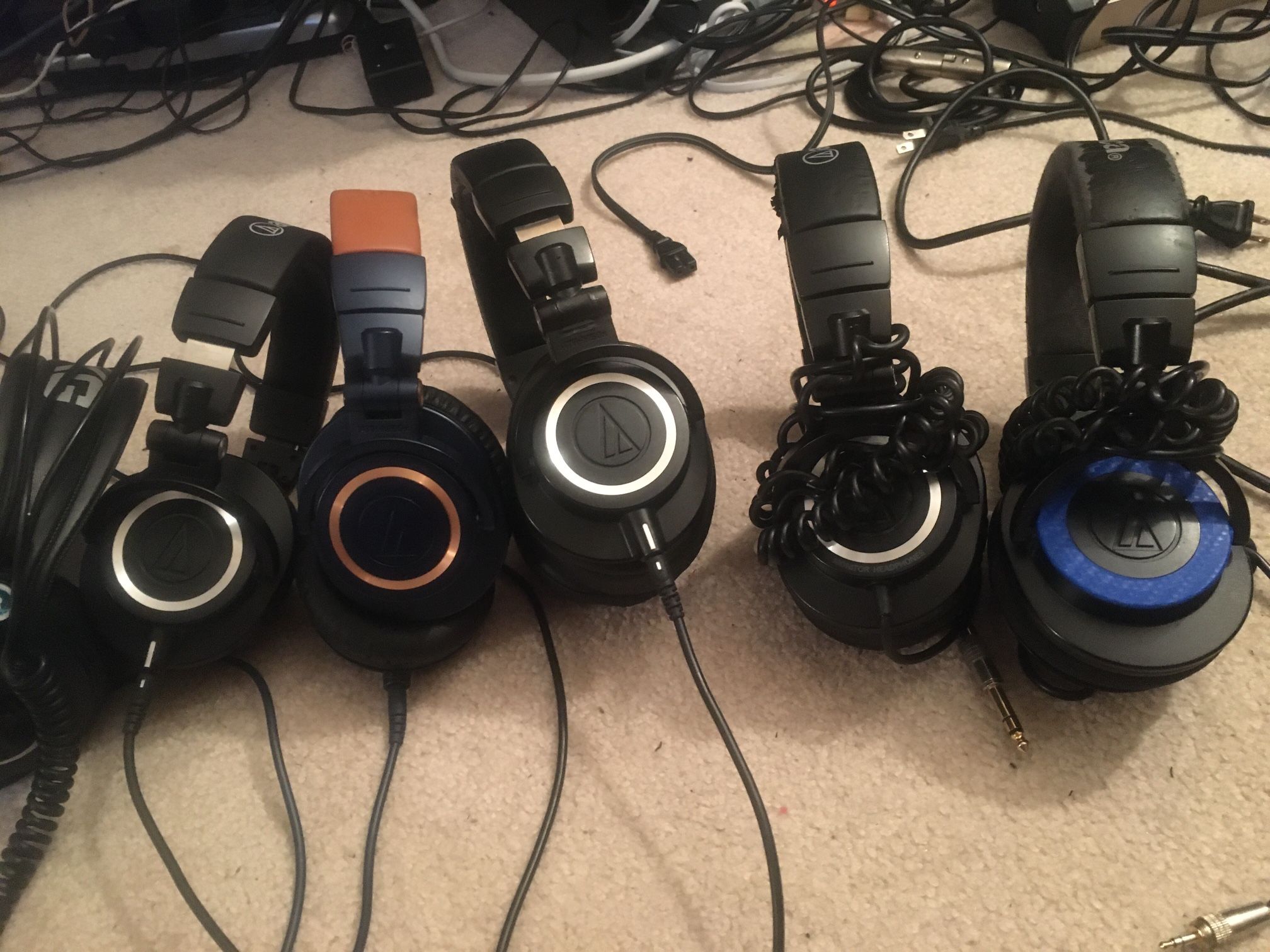Studio headphones -5 Pairs Of Audio Technica, Also AKG, KRK, SONY