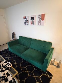 Green velvet sleeper couch