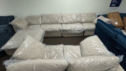 Cloud Modular Sectional Sofa Couch, Oversized L Shaped Couch （4 Seater and Loverseat）with Storage Ottoman
