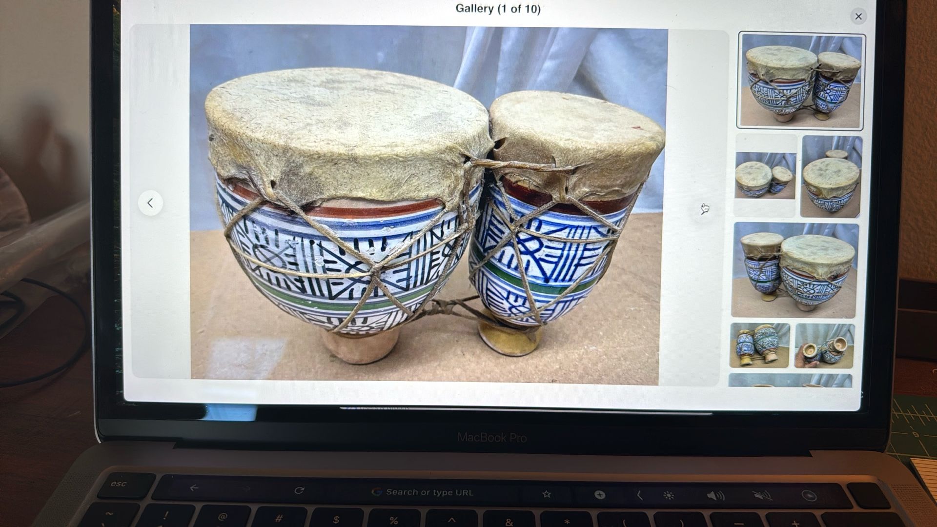 Vintage Decorative Hand Painted Moroccan Bongos