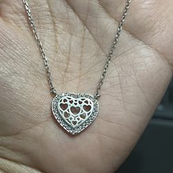 Heart Necklace Sterling Silver Stamped
