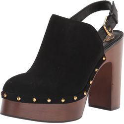 Black Suede Leather Platform Clog