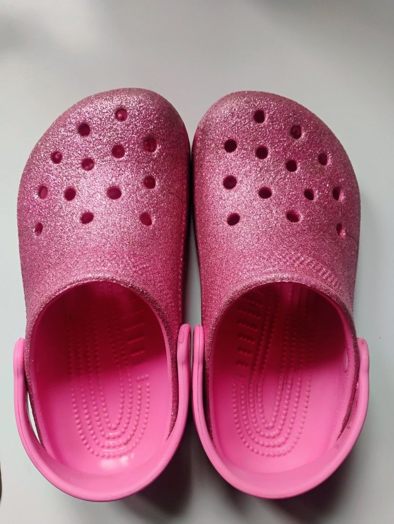 Pink Glitter Crocs