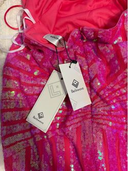 Pink Sequins Prom Dress