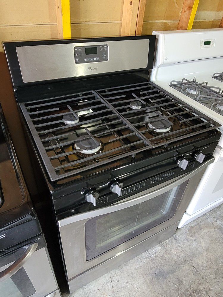 Whirlpool 30" Wide Apartment Size Stainless Steel Gas Stove Range Estufa 