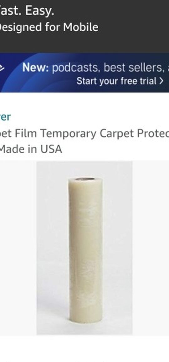 KleenKover Carpet Film Temporary Carpet Protection 24" X 200' Reverse Wind - Made in USA