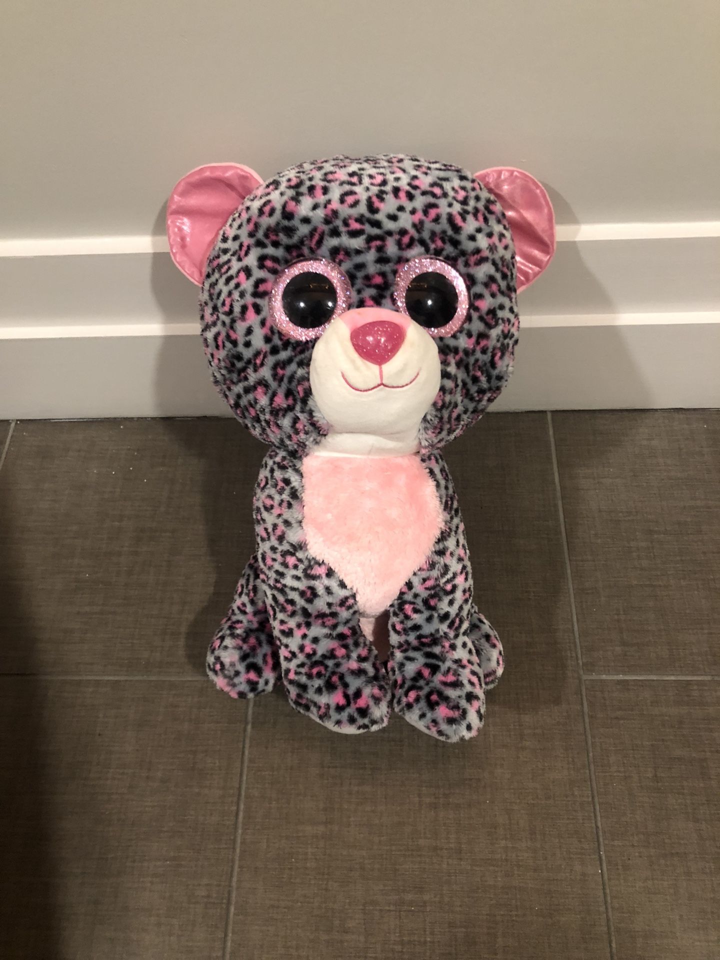 Ty Beanie Boo 6" Tasha The Grey and Pink Leopard