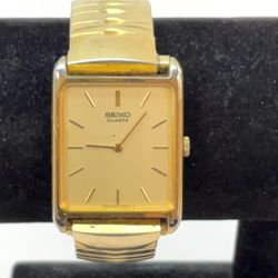 Designer Seiko Gold-Tone Stainless Steel Square Analog Wristwatch