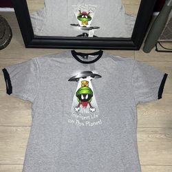Vintage 1990s Marvin The Martian Looney Tunes Intelligent Life Ringer Shirt