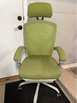 Brand New Grey/Green Mesh Tall Back Height Adjustable Ergonomic Office Chair w/Slide Out Footrest