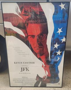 1991 Original Warner Bros. JFK Kevin Costner Movie Poster Framed 27" × 40" Hard to Find
