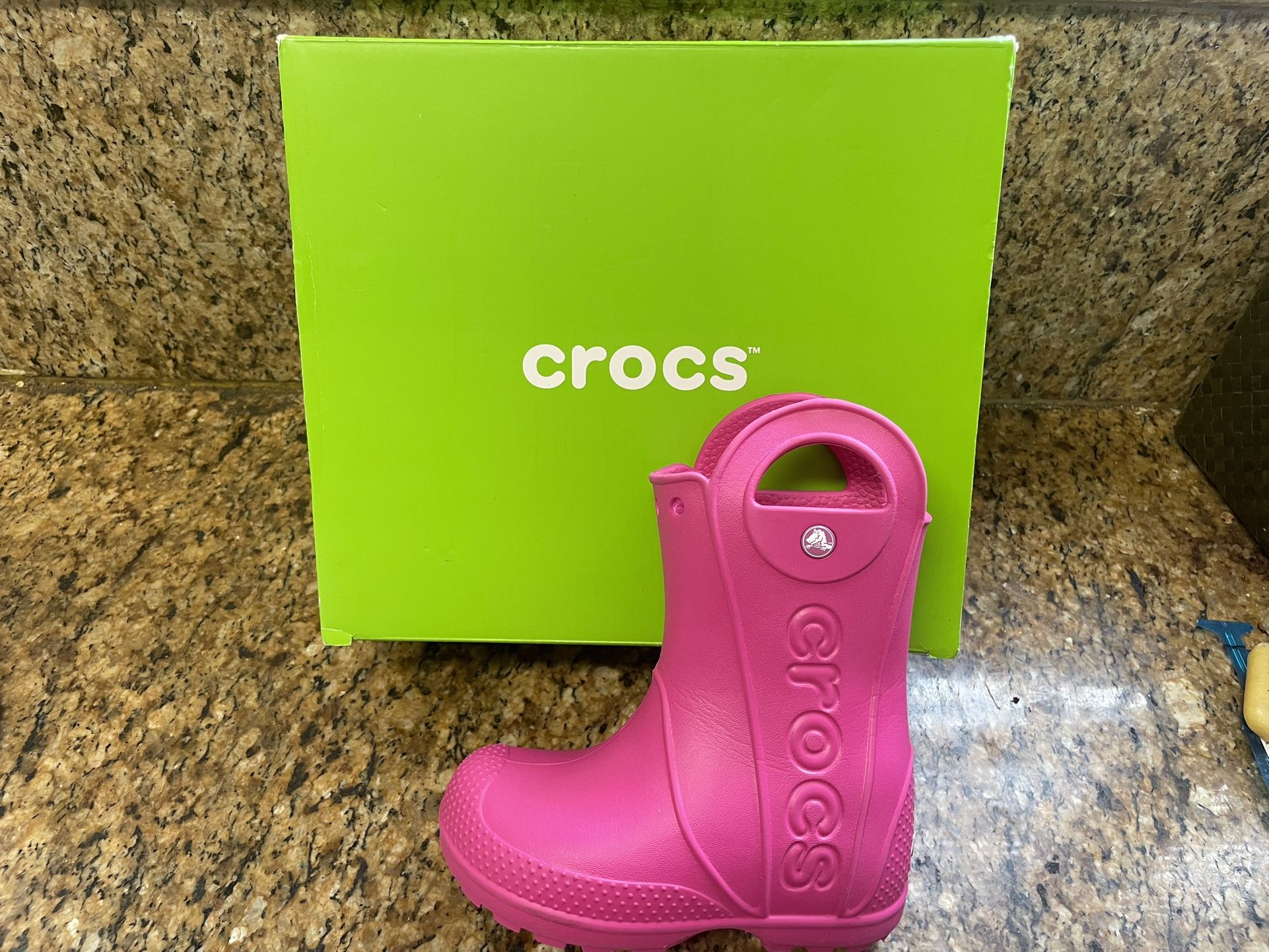 Candy Pink Croc Rain Boots Sz 9