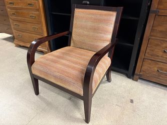 MCCREARY MODERN Dark Wood Framed Multi Colored Stripe Arm Chair