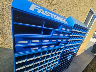 2 Fastenal Blue Metal Parts Storage Cabinet Units