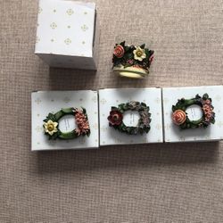 3 picture frames & candle holder