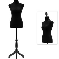 Mannequin Body Dress Form Torso 49.6-63.4 Inch Height Adjustable Female Model Wooden Tripod