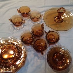 Depression glass tea set