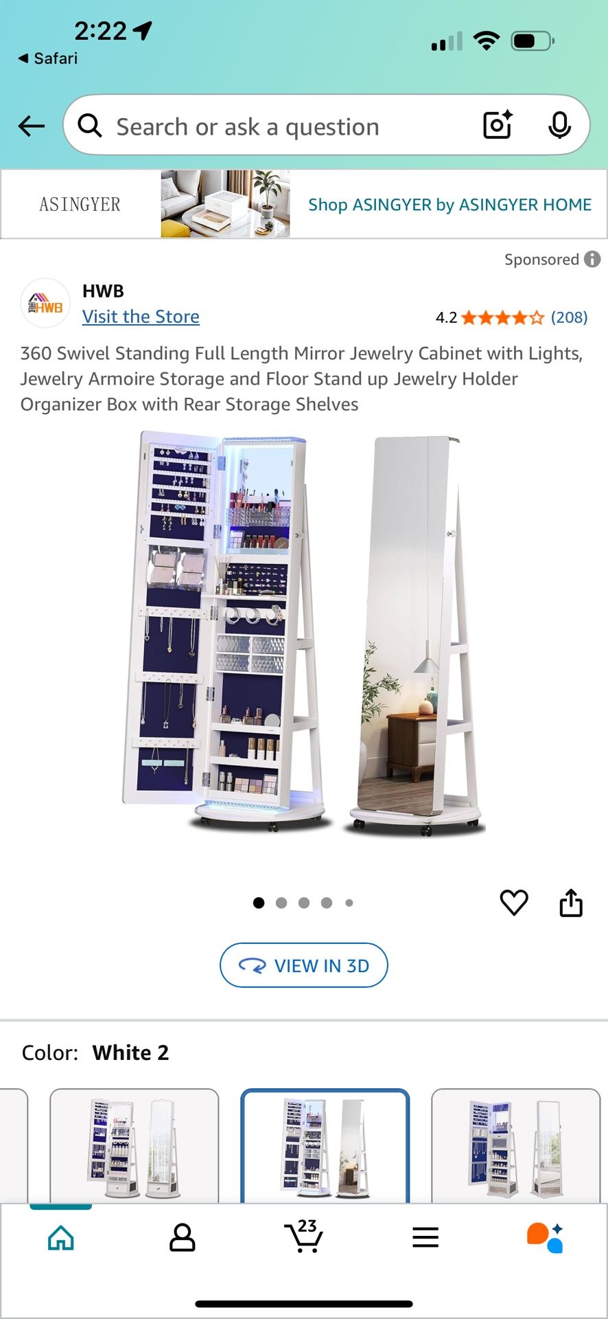 360 Mirror With Inside Storage & Led Lights  