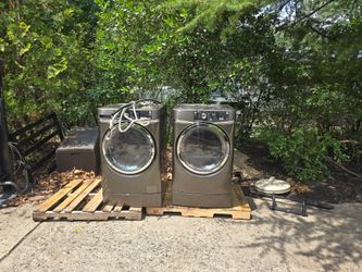 GE front-load washer and dryer set.