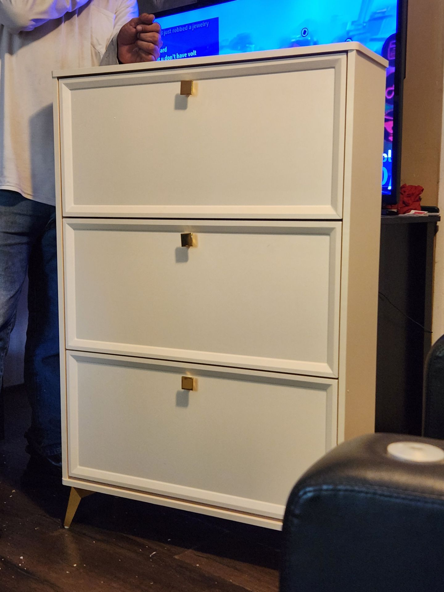 Hallway Storage Unit Shoe Storage Cabinet Shoe Cupboards for Hallways White Shoe Rack with Flip Doors Slim Shoe Storage Organiser