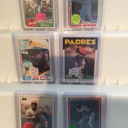 Six old baseball cards