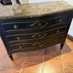 Henredon Console Table Black With Marble 