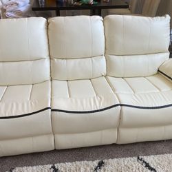 BRAND NEW Ivory Leather Sofa $600  Recliner 