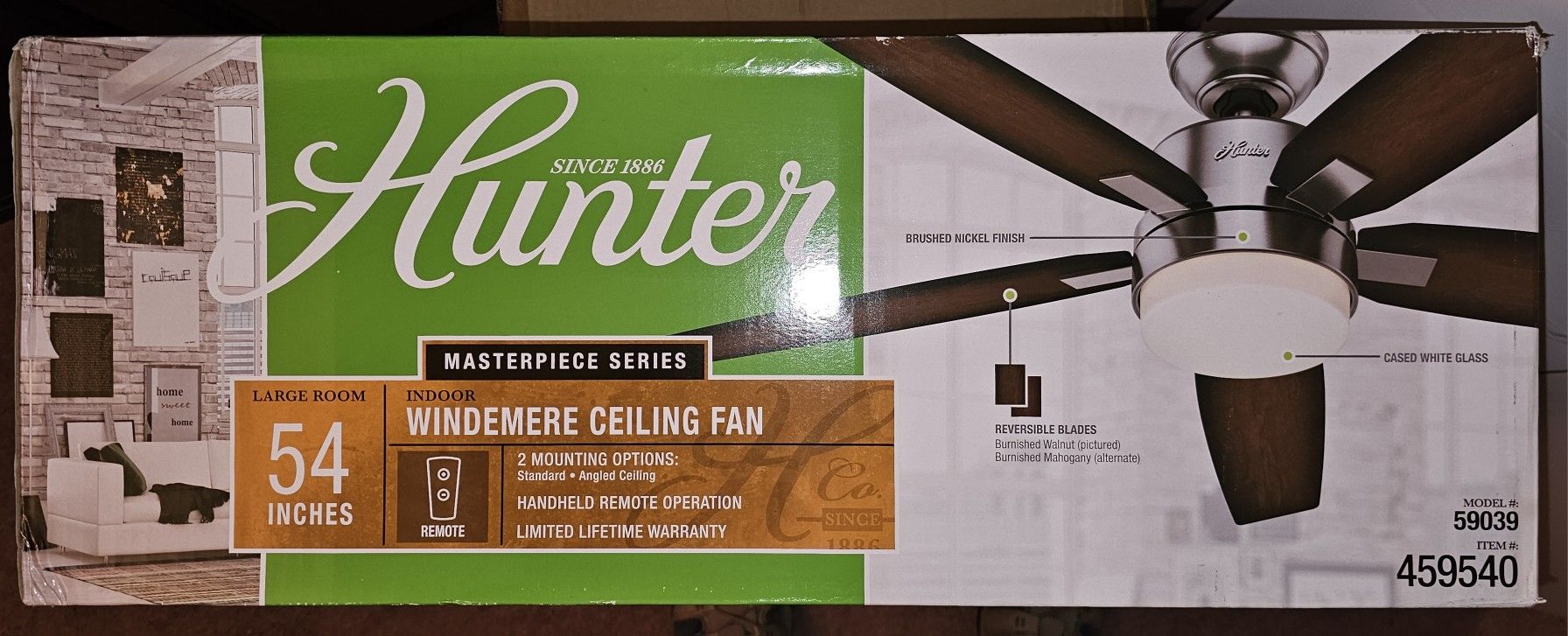 NEW! Hunter 54" Masterpiece Series Windemere Ceiling Fan