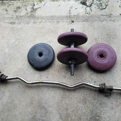 Weights And Curl Bar  